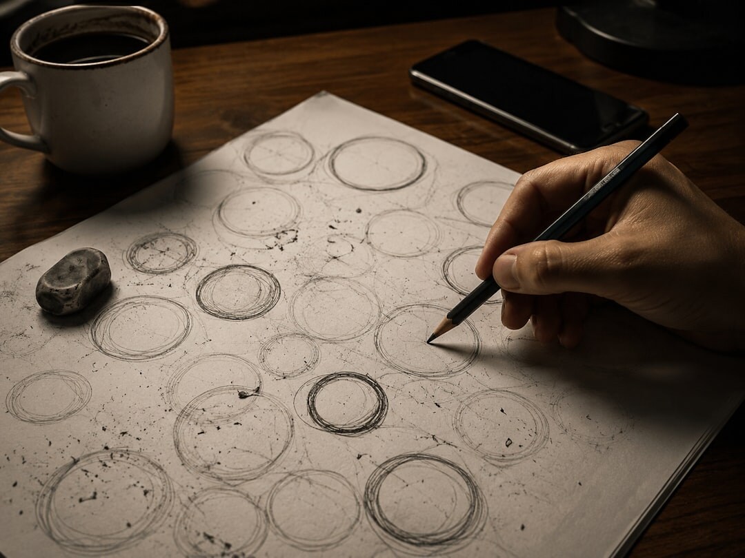 Artist hand drawing detailed illustration